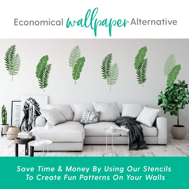 I Like That Lamp Leaf Stencils (3 Designs), Large Tropical Leaves Templates for Painting Floor/Wall/Tile/Furniture/Fabric/Wood, Each 14.5â€ x 5.85â€, Strong & Reusable, DIY Crafts, Made in America by Small Business - Image 4